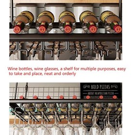 Cadre de Verre à vin en Verre Casier à vin en métal de Plafond, Hauteur et espacement réglables, casier à Verre à vin Multifo