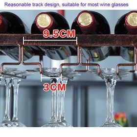 Cadre de Verre à vin en Verre Casier à vin Suspendu en Fer forgé, Hauteur et espacement réglables, Porte-gobelet inversé, pré