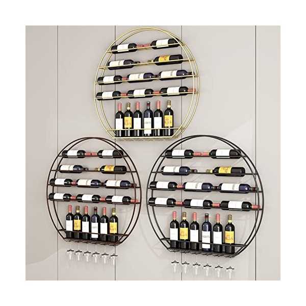 Casier à vin en métal, casier à vin Industriel Mural, casier à vin et Support en Verre, étagère Murale de Rangement pour prés