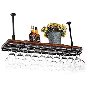ELzEy Casier À Vin Casier À Vin en Métal Rétro Fer Suspendu À lenvers Porte-Verre À Pied Suspendu Casier À Bouteilles De Vin