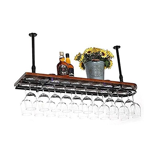 ELzEy Casier À Vin Casier À Vin en Métal Rétro Fer Suspendu À lenvers Porte-Verre À Pied Suspendu Casier À Bouteilles De Vin