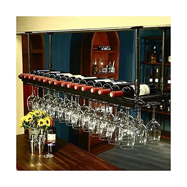 RatHozier Porte-Bouteille de vin casier à vin Suspendu avec Support en Verre et étagère, casier à Verre à vin Suspendu europé