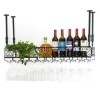 Cadre de verre à vin en verre Casier à vin en métal de plafond, réglable en hauteur, casier à verres à vin en fer multifoncti