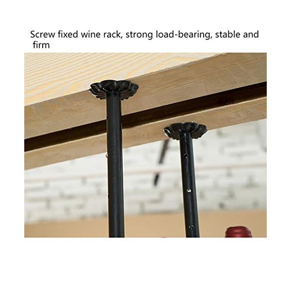 Cadre de verre à vin en verre Casier à vin en métal de plafond, réglable en hauteur, casier à verres à vin en fer multifoncti