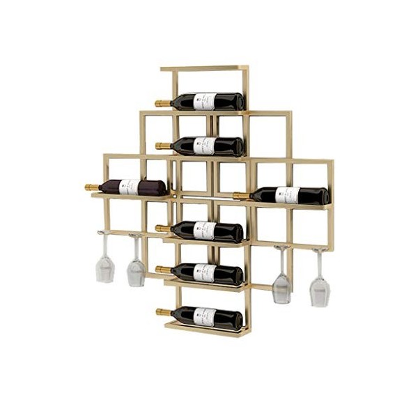 Cadre de Verre à vin en Verre Casier à vin en Fer créatif Mural, présentoir à vin Multifonctionnel, Support de décoration Mur