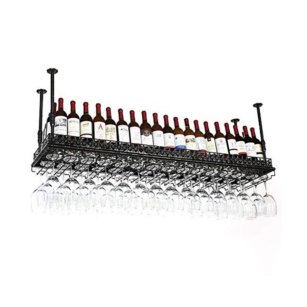 Cadre de Verre à vin en Verre Casier à vin en Fer Suspendu, réglable en Hauteur, Support de décoration de casier à vin de Res