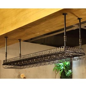 Cadre de Verre à vin en Verre Casier à vin en Fer Suspendu, réglable en Hauteur, Support de décoration de casier à vin de Res