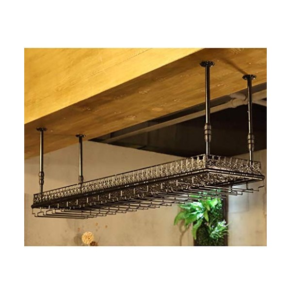 Cadre de Verre à vin en Verre Casier à vin en Fer Suspendu, réglable en Hauteur, Support de décoration de casier à vin de Res