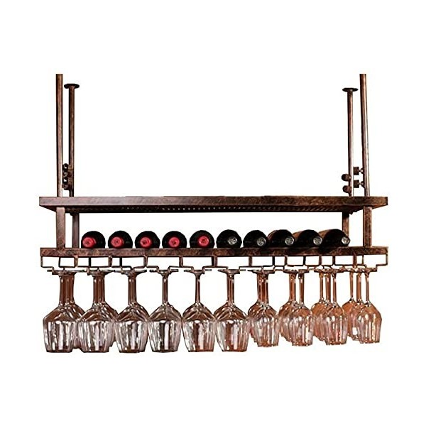 ELzEy Casier À Vin Suspendu Porte-Verre À Vin Support À Verres À Pied Casier À Bouteilles De Vin Étagère De Stockage De Vin, 