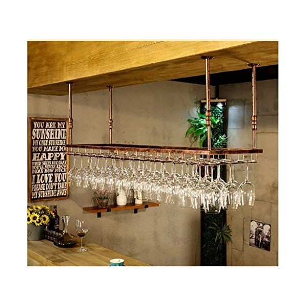 Porte-bouteille de vin casier à vin suspendu avec support en verre et étagère, support de verre à vin, casier à vin à lenver