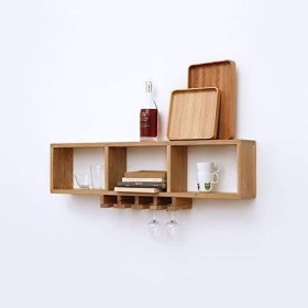 PJQUEKAIPJ Casier à vin, Mural, Bar, Restaurant, casier à Bouteilles de vin, métal, Support Suspendu pour Verres à vin en Boi