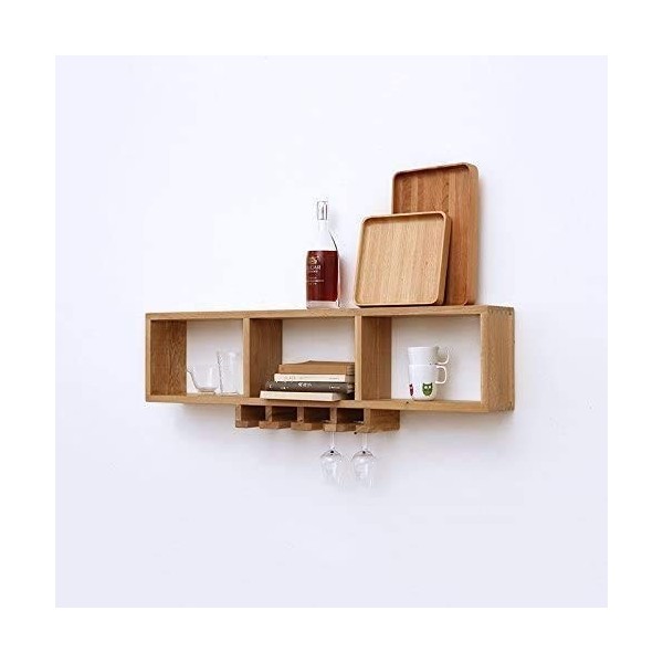 PJQUEKAIPJ Casier à vin, Mural, Bar, Restaurant, casier à Bouteilles de vin, métal, Support Suspendu pour Verres à vin en Boi