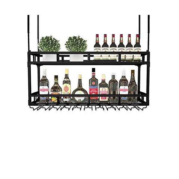 Casier à vin Suspendu en métal, casier à Bouteilles de vin en Fer Double Couche/casier à Verres à vin Suspendu, Hauteur de fl