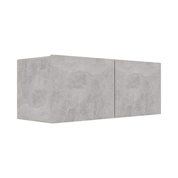 FIRBNUS Meuble TV Gris Béton 80x30x30 cm Aggloméré Meuble HiFi Design Tendance Meuble de Télévision Grand Espace de Rangement