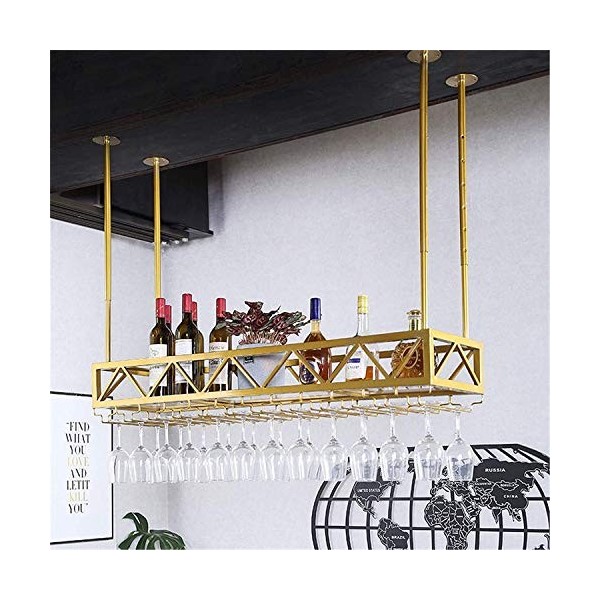 EVXOIJMS Casier à vin Suspendu avec Support en Verre et étagère, Armoire à vin Suspendue, casier à vin en Fer forgé, Support 