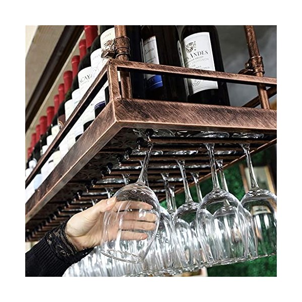 ELzEy Casier à vin Casier à vin de Plafond |Porte-Verre à vin Suspendu |Porte-Bouteille de vin Vintage |Porte-vin Mural Rusti