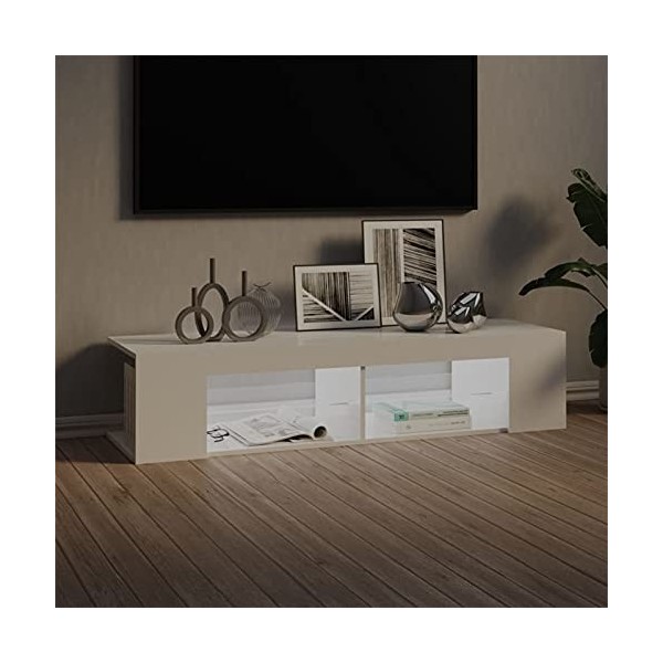 Tidyard Meuble TV avec lumières LED, Support de Télévision, Meuble TV Bas avec LED Noir 90x39x30 cm