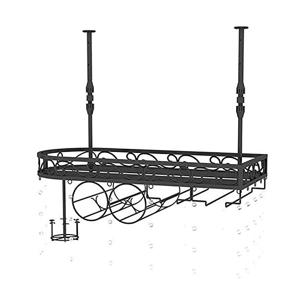 Porte-Bouteille de vin casier à vin Suspendu avec Support en Verre et étagère, casier à Verre à vin Suspendu, casier à vin à 