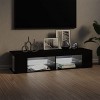 Tidyard Meuble TV avec lumières LED, Support de Télévision, Meuble TV Bas avec LED Noir 90x39x30 cm