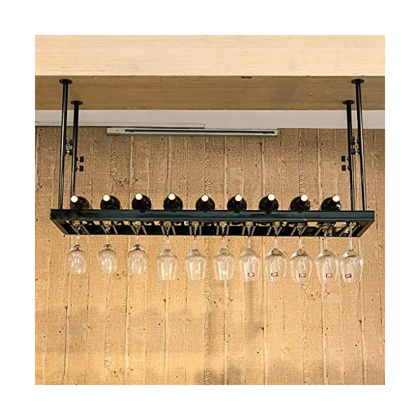 Cadre de Verre à vin en Verre Casier à vin Suspendu, réglable en Hauteur, Support de décoration de casier à vin de Restaurant