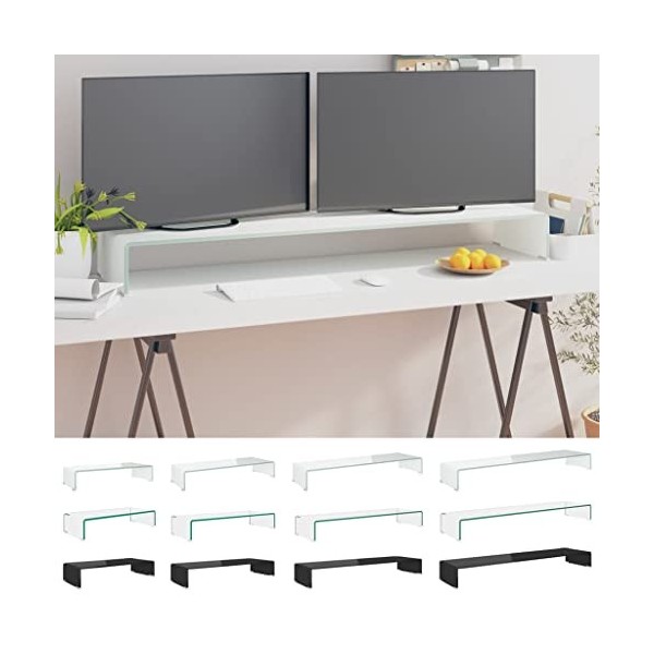 vidaXL Meuble TV de Salon Support pour Moniteur 110x30x13 cm Verre Transparent