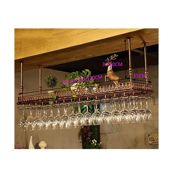 Cadre de verre à vin en verre Casier à vin en fer suspendu, hauteur et espacement réglables, support de décoration de casier 