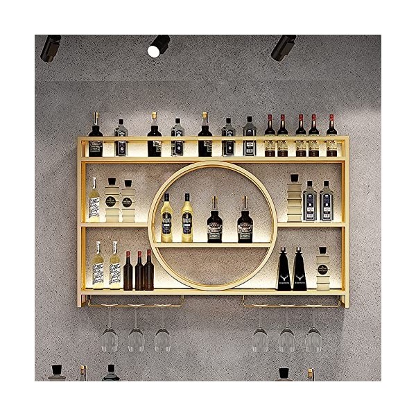Présentoir à vin mural en métal, étagères flottantes pour unité de bar, casiers à vin muraux, support en verre, présentoir en