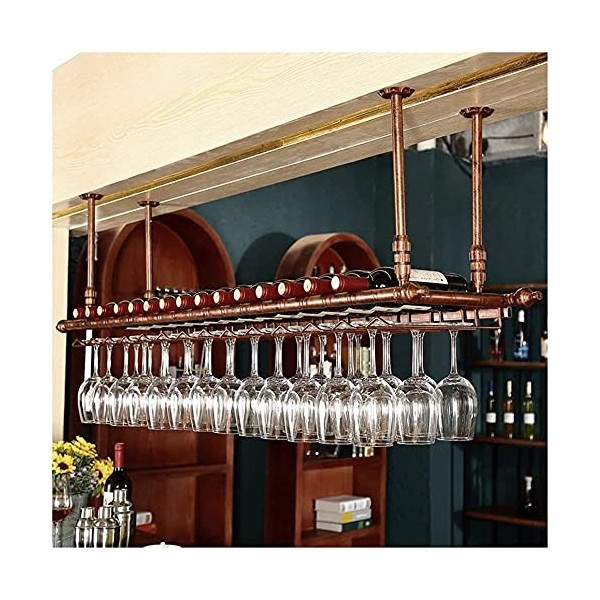 RatHozier Porte-Bouteille de vin casier à vin Suspendu avec Support en Verre et étagère, casier à Verre à vin Suspendu europé