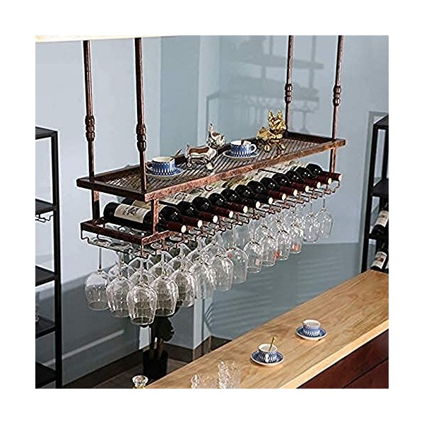 ELzEy Casier À Vin Casier À Vin De Plafond, Bar, Restaurant, Casier À Verres À Vin, Comptoir À La Maison À lenvers Peut Régl