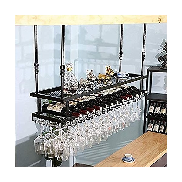 ELzEy Casier À Vin Casier À Vin De Plafond, Bar, Restaurant, Casier À Verres À Vin, Comptoir À La Maison À lenvers Peut Régl