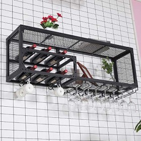 KOHARA Cadre de Verre à vin en Verre Casier à vin Mural en métal, casier à Verre à vin, Salle à Manger et Cuisine présentoir 