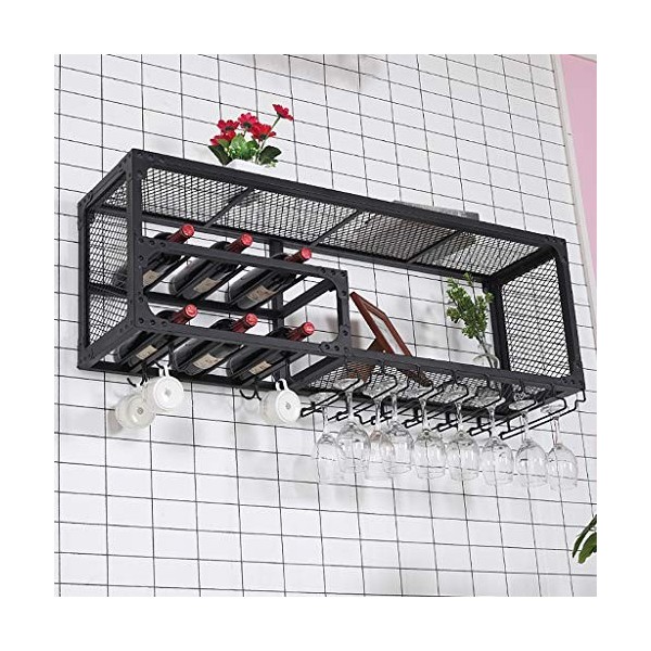 KOHARA Cadre de Verre à vin en Verre Casier à vin Mural en métal, casier à Verre à vin, Salle à Manger et Cuisine présentoir 