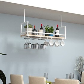 KOHARA Casier à vin Suspendu-Casier à vin Porte-Verre à vin Suspendu, Porte-Bouteilles en Verre de vin de Style Rustique pouv