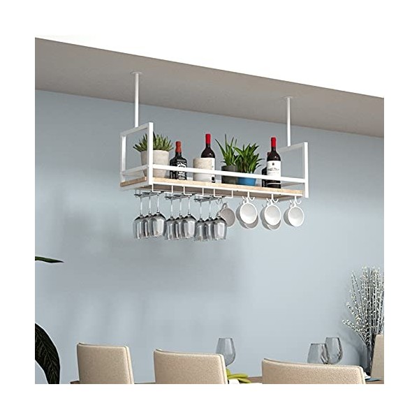 KOHARA Casier à vin Suspendu-Casier à vin Porte-Verre à vin Suspendu, Porte-Bouteilles en Verre de vin de Style Rustique pouv