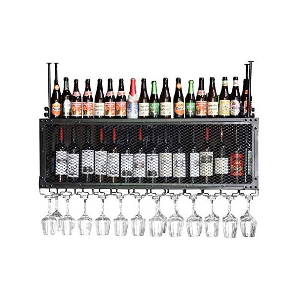 Casier à vin Étagère à vin en Fer Casier à vin Mural Trépied Porte-Verre à vin Casier à vin créatif Porte-Verre à vin Double 