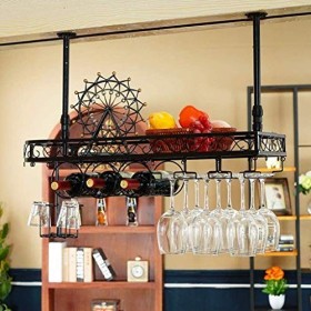 Casier À Vin Casier À Vin Mural Porte-Bouteille avec Support De Verre À Vin, Porte-Verre À Vin Porte-gobelet Suspendu Créatif