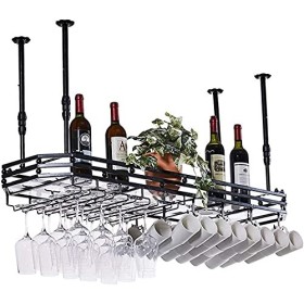 Casier à vin autoportant Armoires Porte-vin mural Casier à vin suspendu avec support en verre et étagère, porte-gobelet domes