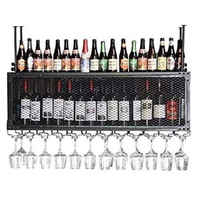 Casier à vin autoportant Armoires Porte-vin mural Casier à vin suspendu avec support en verre et étagère, amateurs de vin Bar