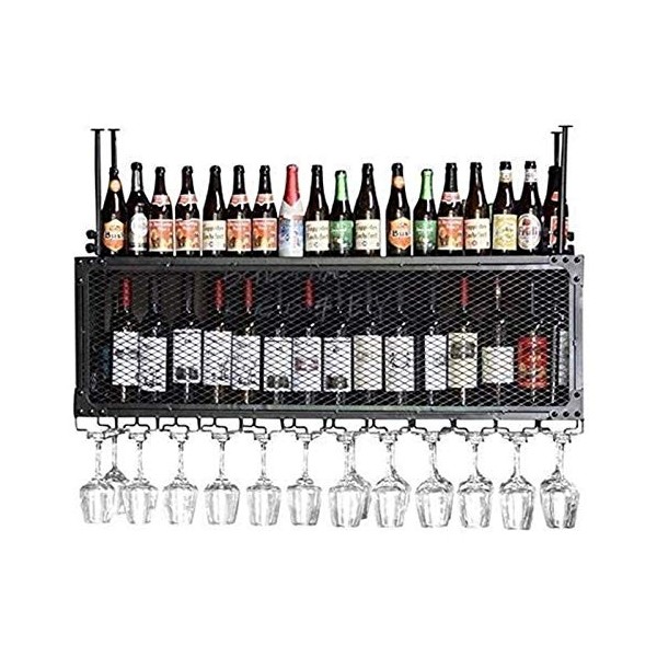 Casier à vin autoportant Armoires Porte-vin mural Casier à vin suspendu avec support en verre et étagère, amateurs de vin Bar