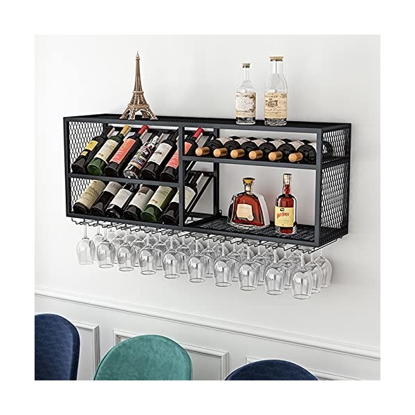 ZERAPH Casiers à vin autoportants Armoires Porte-vin Mural Casier à vin Casier à vin, Fer forgé Home Bar Porte-Verre à vin Ci