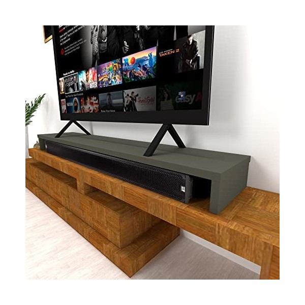 Henor Rehausse TV en Bois FSC® Double 180 x 35 x 15 cm Graphite Mat. Supporte +100 kg.