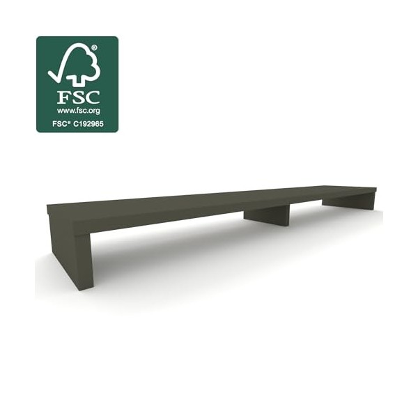 Henor Rehausse TV en Bois FSC® Double 180 x 35 x 15 cm Graphite Mat. Supporte +100 kg.