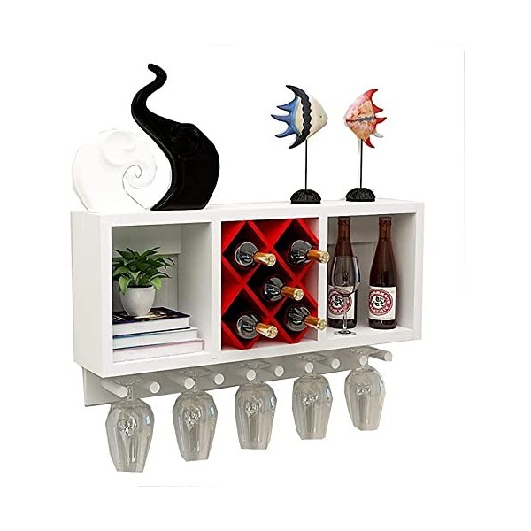 Bouteilles Armoire À Vin Casier À Vin Mural Blanc Avec Support En Verre Unité Étagère De Séparation Bibliothèque Gobelet Supp
