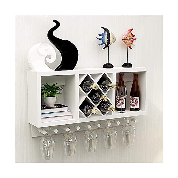 Bouteilles Armoire À Vin Casier À Vin Mural Blanc Avec Support En Verre Unité Étagère De Séparation Bibliothèque Gobelet Supp