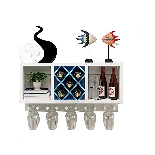 Bouteilles Armoire À Vin Casier À Vin Mural Blanc Avec Support En Verre Unité Étagère De Séparation Bibliothèque Gobelet Supp