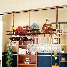 ELzEy Casier À Vin Casier À Vin Mural Porte-Bouteille Avec Support De Verre À Vin, Porte-Verre À Vin Porte-gobelet Suspendu C