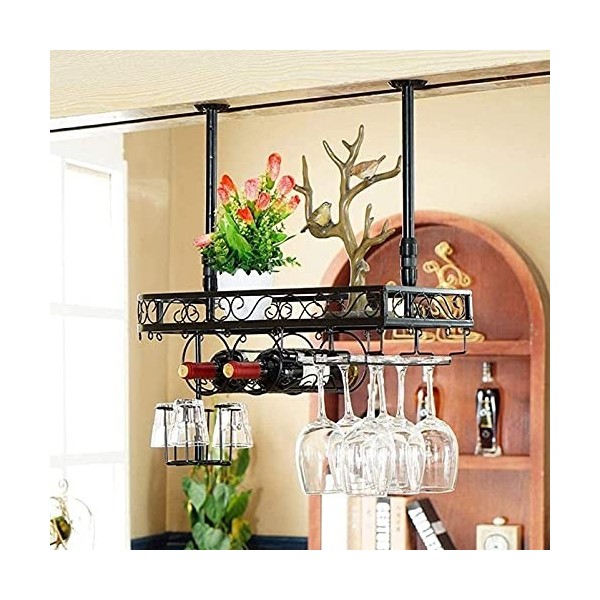 ELzEy Casier À Vin Casier À Vin Mural Porte-Bouteille Avec Support De Verre À Vin, Porte-Verre À Vin Porte-gobelet Suspendu C