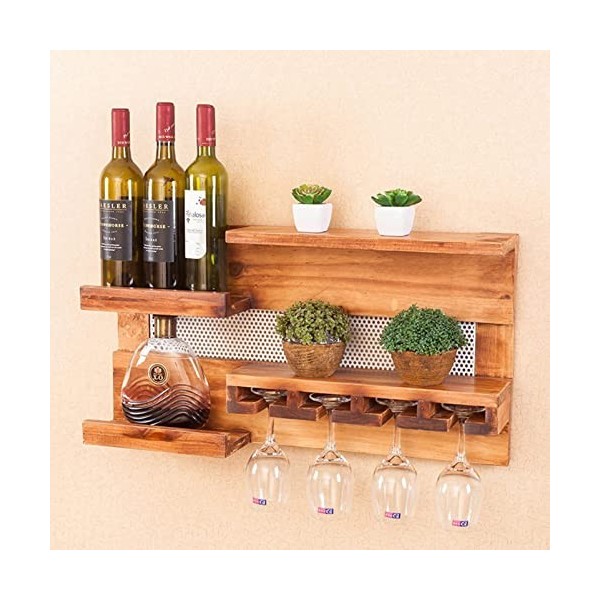 Casier à vin Mural, casier à vin monté sur Bois, casier à vin détagère de Bar Flottant Rustique pour présentoir de Stockage 