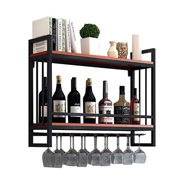 Cadre de Verre à vin en Verre Casier à vin Mural en métal, casier à Verres à vin Suspendu, casier à vin créatif en Bois, prés