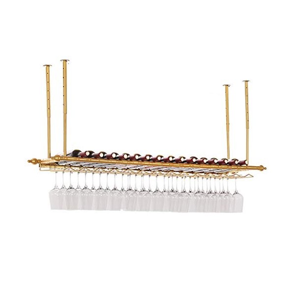 Cadre de Verre à vin en Verre Casier à vin dart de Fer de Plafond, Hauteur et espacement réglables, casier à vin Multifoncti